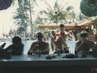 IDN Bali 1990OCT WRLFC WGT 036  OK, Mary did move, but only to get Powelly to shout a round. : 1990, 1990 World Grog Tour, Asia, Bali, Date, Indonesia, Month, October, Places, Rugby League, Sports, Wests Rugby League Football Club, Year