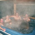 USA ID McCall 2001JAN13 012  Can't get much better than this. After a day on the snow mobile, relax in the hot tub out on the deck with a White Russian or three! : 2001, 2001 - 2nd Annual Bed & Sled, Idaho, January, McCall, North America, USA