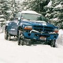 USA ID McCall 2002JAN20 001  My ute collecting a bit of the white stuff. : 2002, 2002 - 3rd Annual Bed & Sled, Idaho, January, McCall, North America, USA