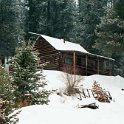 USA ID Warren 2002JAN19 004  This would do me. A little cabin over looking the fields. : 2002, 2002 - 3rd Annual Bed & Sled, Idaho, January, North America, Places, USA, Warren