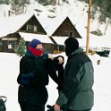 USA ID Warren 2002JAN19 015  Heather and Chris rugging up. : 2002, 2002 - 3rd Annual Bed & Sled, Idaho, January, North America, Places, USA, Warren