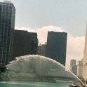 USA IL Chicago 2003JUN07 RiverTour 003  The water spout fires off every hour on the hour and is part of a fountain that was commissioned by the city. : 2003, Americas, Chicago, Illinois, June, North America, USA