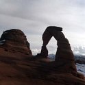USA UT ArchesNP 2006JAN20 029  After a 3 mile (5 kilometers) hike, you come to the most famous part of the National Park &ndash;  Delicate Arch . : 2006, 2006 - Southwest USA Meanderings, Americas, Arches National Park, January, North America, USA, Utah