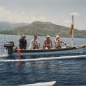 IDN Bali 1990OCT03 WRLFC WGT 016  They've given up on the shade thing and head off for fluid replenishment. : 1990, 1990 World Grog Tour, Asia, Bali, Indonesia, October, Rugby League, Wests Rugby League Football Club