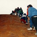 AUS NT AyersRock 1993MAY 003  These people are nearing the half way point of the climb. : 1993, Australia, Ayers Rock, May, NT