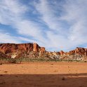 AUS NT RainbowValley 2001JUL12 015  Whereas the soft white sandstone below weathers quickly into loose sand. : 2001, 2001 The "Gruesome Twosome" Australian Tour, Australia, Date, July, Month, NT, Places, Rainbow Valley, Trips, Year