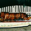 AUS NT RossRiver 1991DEC 021  Christmas dinner. It was a pig on the spit and no, it was not the baby camel. : 1991, Australia, Date, December, Month, NT, Places, Ross River, Year