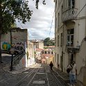 EU PRT LIS Lisbon 2017JUL10 004  Originally, its traction system consisted of a rack rail and cable, powered by a water counterweight system. : 2017, 2017 - EurAisa, DAY, Europe, Funicular Gloria, July, Lisboa, Lisbon, Monday, Portugal, Southern Europe