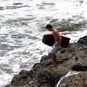 PYF Tahiti Hitiaa 2007FEB11 006  The only way to get wet was to launch yourself form a rock shelf. The water was only waist deep. : 2007, 2007 - Gone Troppo In Tahiti, Date, February, French Polynesia, Hitiaa, Month, Oceania, Places, Tahiti, Trips, Year
